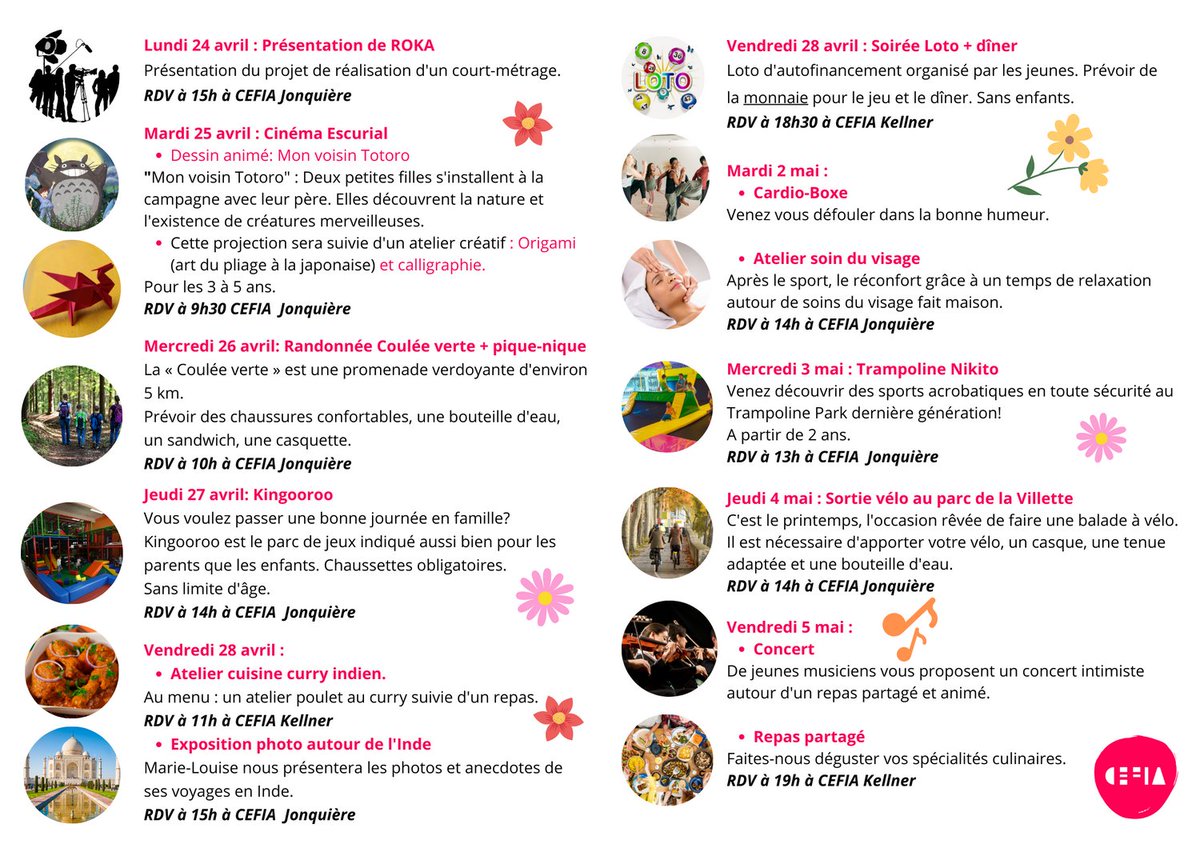 cscefia's tweet photo. Le programme des vacances de printemps vient de sortir.
Vous pouvez vous inscrire à l‘accueil. https://t.co/cxXo1saKof