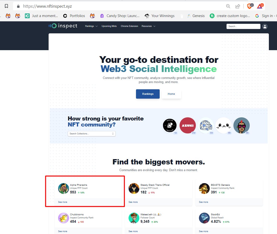 ONE (Web3 Dashboard) (@juicytools) on Twitter photo In Less Than 12 Hours of <a href="/AlphaPharaohs/">Alpha Pharaohs - No1 Marketing Platform on Solana</a> using Champagne Protocol, they popped up on the BIGGEST MOVERS list on <a href="/nftinspect/">Inspect DAO</a> !
#JuiceVendor has some <a href="/JuicyTools/">ONE (Web3 Dashboard)</a> 🍾 In Less Than 12 Hours of <a href="/AlphaPharaohs/">Alpha Pharaohs - No1 Marketing Platform on Solana</a> using Champagne Protocol, they popped up on the BIGGEST MOVERS list on <a href="/nftinspect/">Inspect DAO</a> !
#JuiceVendor has some <a href="/JuicyTools/">ONE (Web3 Dashboard)</a> 🍾