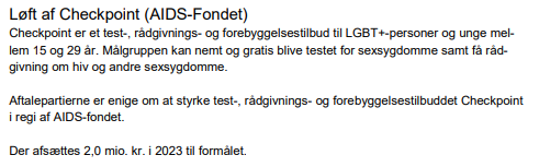Den her bliver nok ikke malet breaking-gul i dag, men Checkpoint er reddet på målstregen. Et sted, hvor alle kan blive testet uden frygt for udskamning og stigmatisering. Tak til <a href="/SamiraNawa/">Samira Nawa</a> for dén.