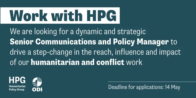 🚨 Work with us! 🚨 
HPG is looking for a Senior Communications &amp; Policy Manager.

You will be responsible for leading and delivering creative communications strategies to engage diverse audiences with our insights &amp; ideas. 

Deadline: 14 May

Apply here: buff.ly/40yOrSN