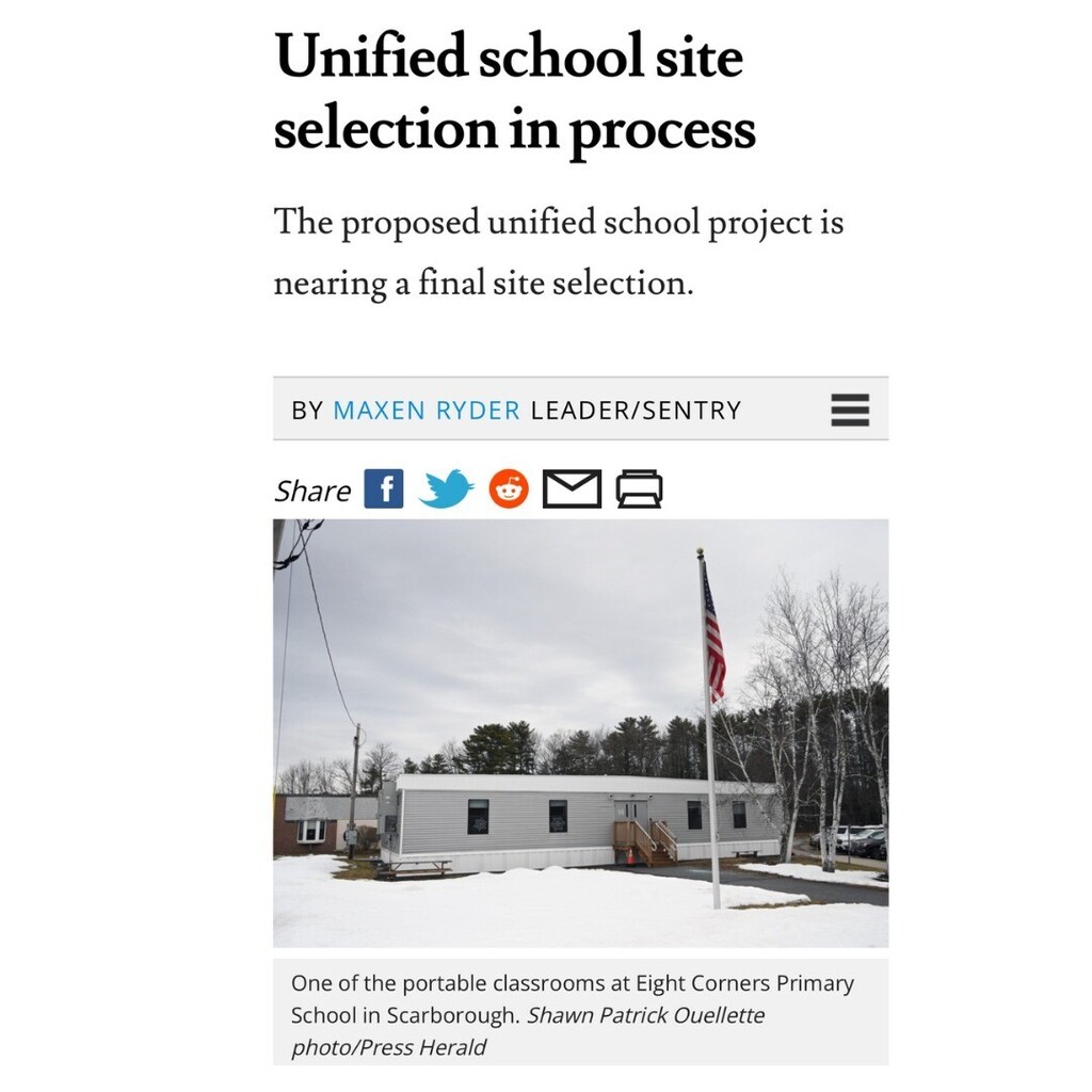 Last week the Scarborough Leader shared a recap of the site selection process to date. Read it at the following link and mark your calendars for tomorrow’s Building Committee meeting when a final site is chosen and voted on by the committee (it will then… ift.tt/EX75VTy