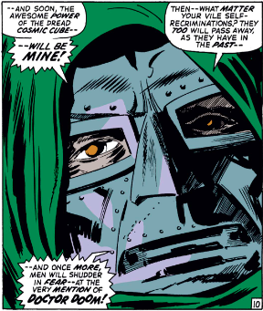 MarvelADay's tweet photo. #MarvelADay #SM48 Gene Colan draws a very creepy close-up of Doom! This panel doesn't really advance the plot, but I couldn't resist sharing it... - VA https://t.co/IKOPf3Ymss