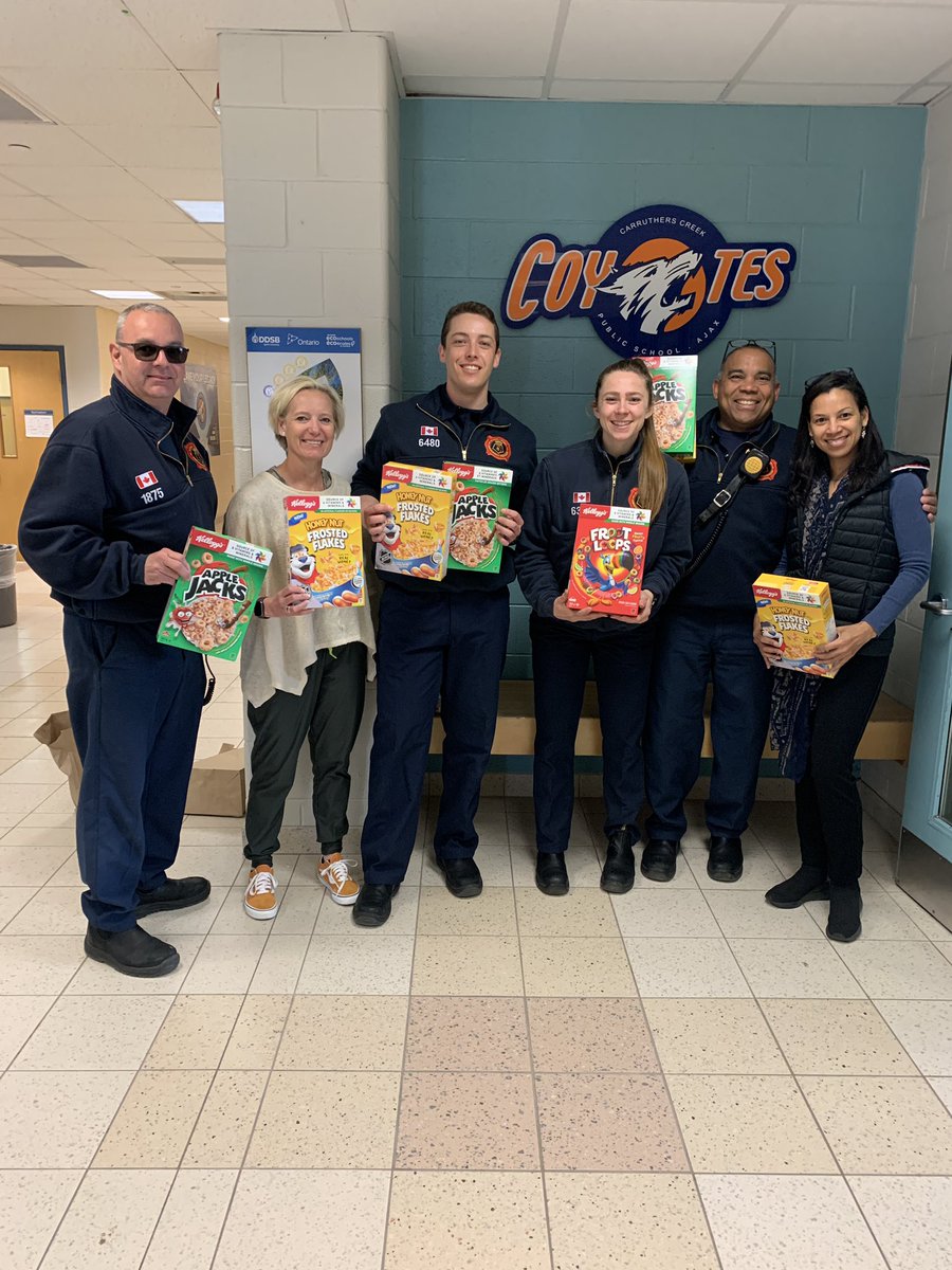 Thank you to Ajax Firefighters for donating to our cereal food drive! We have collected over 300 boxes now. <a href="/DDSBSchools/">Durham District School Board (DDSB)</a> <a href="/ajax_fire/">Ajax Fire and Emergency Services</a>