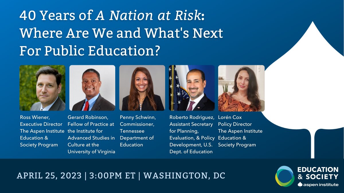 AspenEdSociety's tweet image. Tomorrow, join @RRodriguez_ED, @SchwinnTeach, @gerard_924, @ross_wiener, and @DocLoCox as they share their visions for a bipartisan path forward to improve #PublicEd policy. Register to attend in-person or via livestream. aspeninstitute.org/events/a-natio…