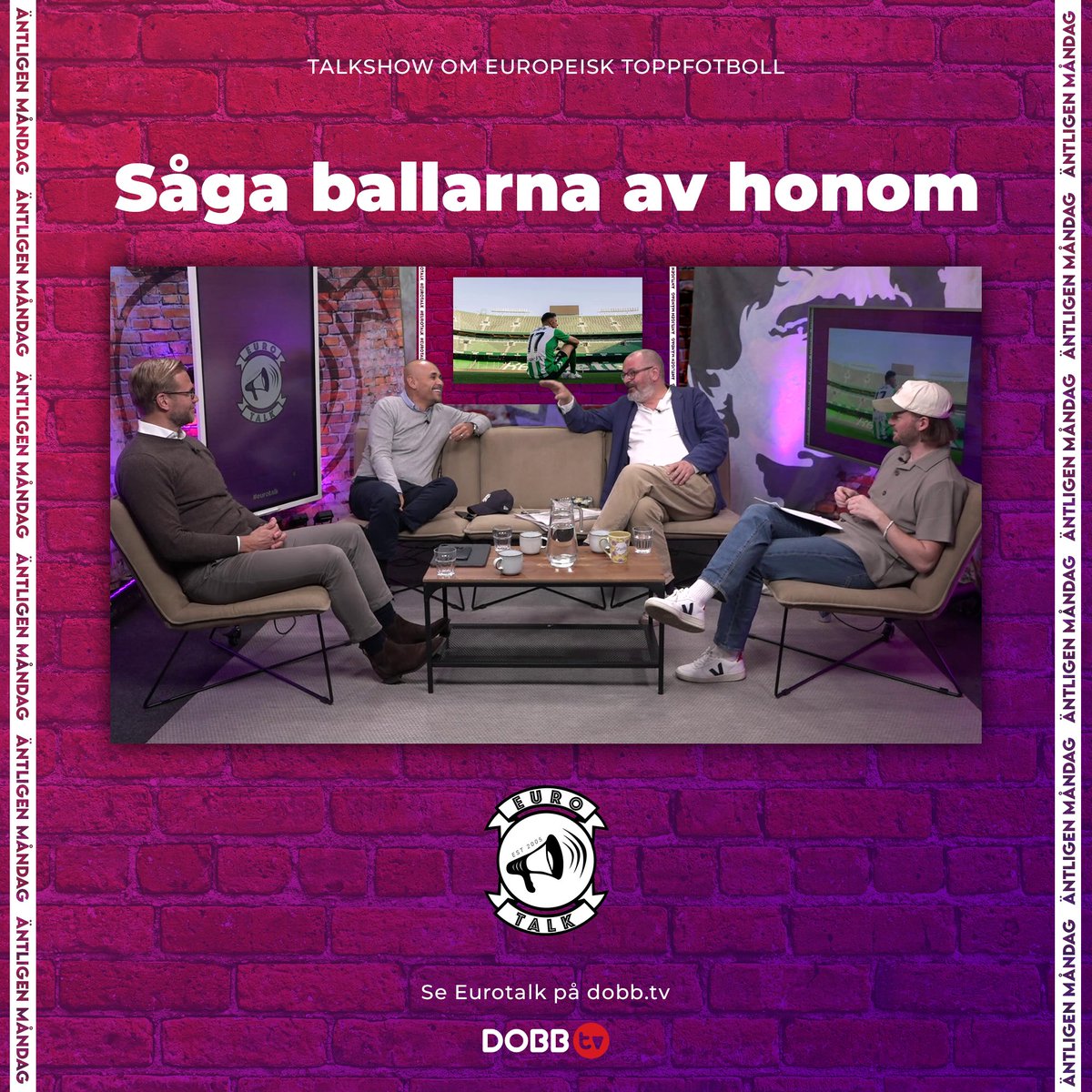 Veckans Eurotalk ute nu på <a href="/DobbTv/">Dobb.TV</a> 🏴󠁧󠁢󠁥󠁮󠁧󠁿🇮🇹🇪🇸

Förnedringen på St. James' Park, Liam Gallaghers twittrande och Oasis bästa låt, Arsenal nya kryss, Juventus nygamla poäng, Napolis seger i Turin, det ovärdiga tjafset mellan Barcelona och Real Madrid – och Joaquín sista milstolpe.