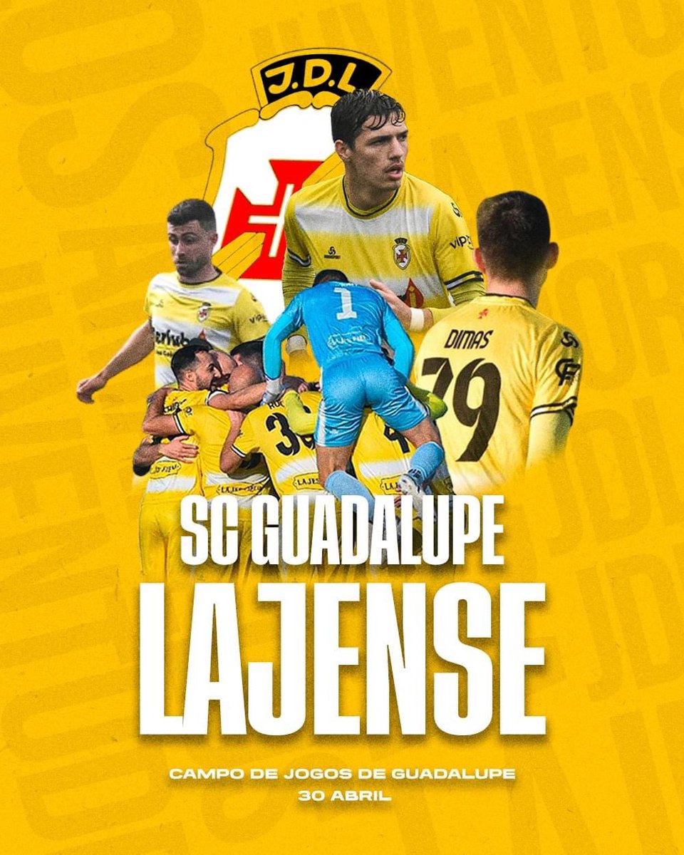 𝐓𝐎𝐃𝐎𝐒 𝐏𝐄𝐋𝐀𝐒 𝐋𝐀𝐉𝐄𝐒! 🟡⚪️

Domingo, dia 30 de abril, vamos lutar pela vitória no Campo de Jogos de Guadalupe 🤝

Contem connosco. Somos o Juventude Desportiva Lajense, o clube que nasceu para existir e envolver as gentes das Lajes.

#BoraAmarelos #YellowSubmarine