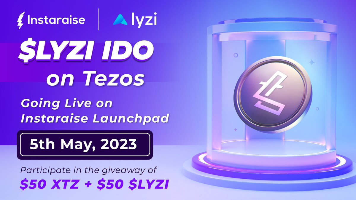 Mark your calendars for <a href="/Lyzi_app/">Lyzi 🇫🇷</a>'s public sale!🚀

$LYZI IDO on #Tezos🗓️05/05/2023

Grab early $LYZI tokens with our celebratory #giveaway💰

$50 #XTZ and $50 #LYZI tokens to 5 random winners🦾

To win🏅
✅Like, Retweet &amp; Comment
➕Follow <a href="/Instaraise/">Instaraise</a> &amp; <a href="/Lyzi_app/">Lyzi 🇫🇷</a>

#Defi #Airdrop