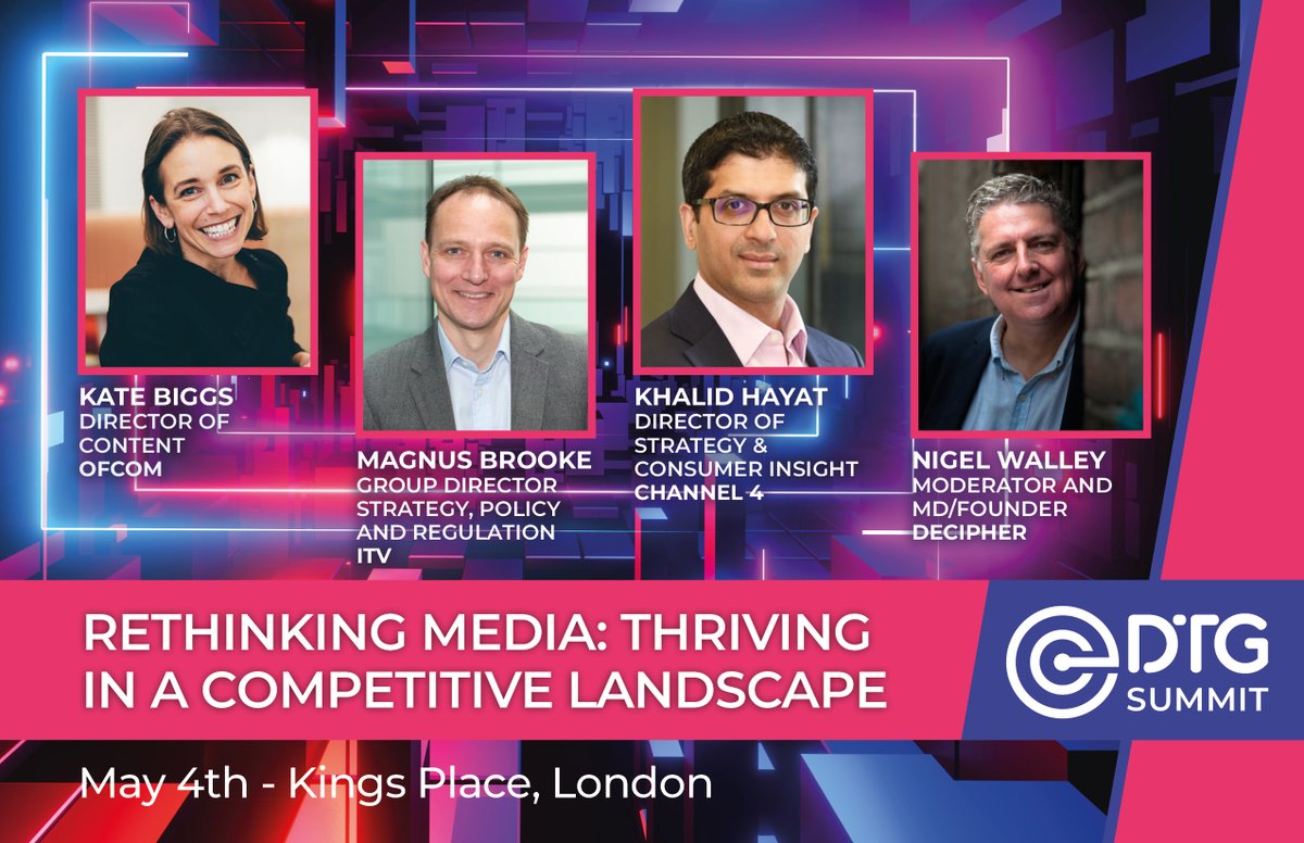 Digital TV Group (@thedtg) on Twitter photo The DTG Summit is next week! So we're showcasing some of the brilliant sessions you'll see on the day… We won't be streaming so the only way to be in the know, is to be in the room. Register now using the code NEXTWEEK to get 25% off!
dtgsummit.com #BiggerPicture The DTG Summit is next week! So we're showcasing some of the brilliant sessions you'll see on the day… We won't be streaming so the only way to be in the know, is to be in the room. Register now using the code NEXTWEEK to get 25% off!
dtgsummit.com #BiggerPicture