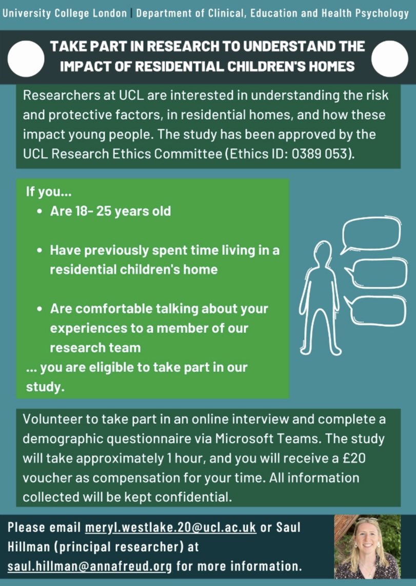 Are you a #CareExperienced young person aged 18-25 interested in sharing your experience of living in a residential children’s home? 

We are looking for #CareLeavers to take part in an online interview exploring the impact of living in a children’s home.
@UCLPALS @AFNCCF