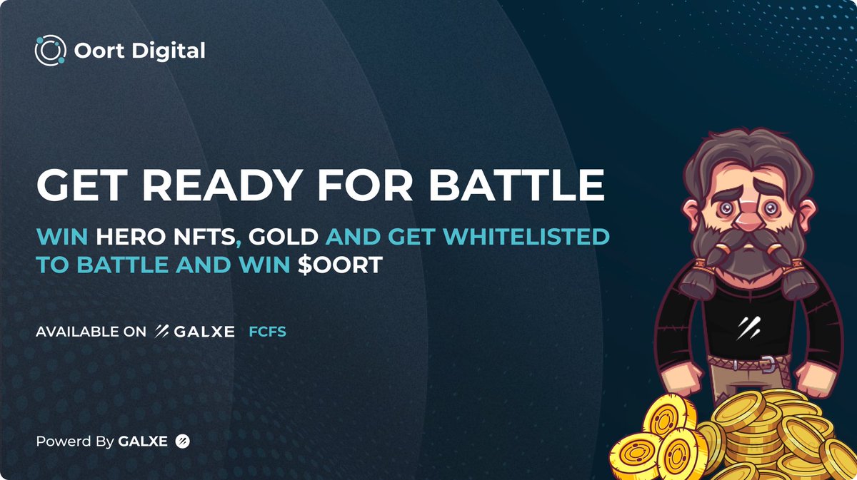 📢 Ready to embark on an epic adventure to win exclusive rewards ⁉️
 
Then join the Oort Quest campaign available on <a href="/Galxe/">Galxe</a> and Win Oort Hero NFTs, Gold, and get whitelisted to battle to win $OORT 💰, set to begin on ⏰ Tuesday, 25th April, to Tuesday, 16th May.

🧵👇