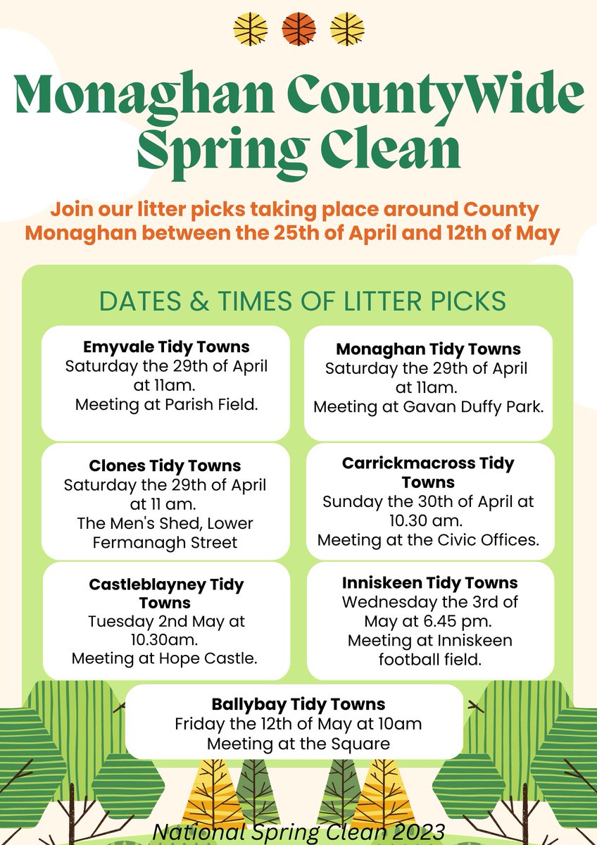 Countywide litter picks in #monaghan this week join in if you can. #tidytowns #nationalspringclean