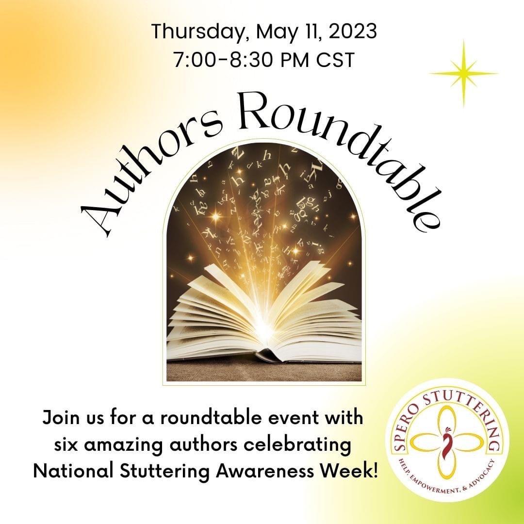 stutterdude's tweet photo. Join me virutally with great authors who stutter – @vvawter, @kprestonwriter, @drdalefwilliams, @johnghendy and Christopher Anderson! This authors round table hosted by Spero Stuttering. May 11. 7:00 to 8:30 Central Time. Register: https://t.co/ZnKjIFbipj
#nsaw2023 https://t.co/8chOJgDhar