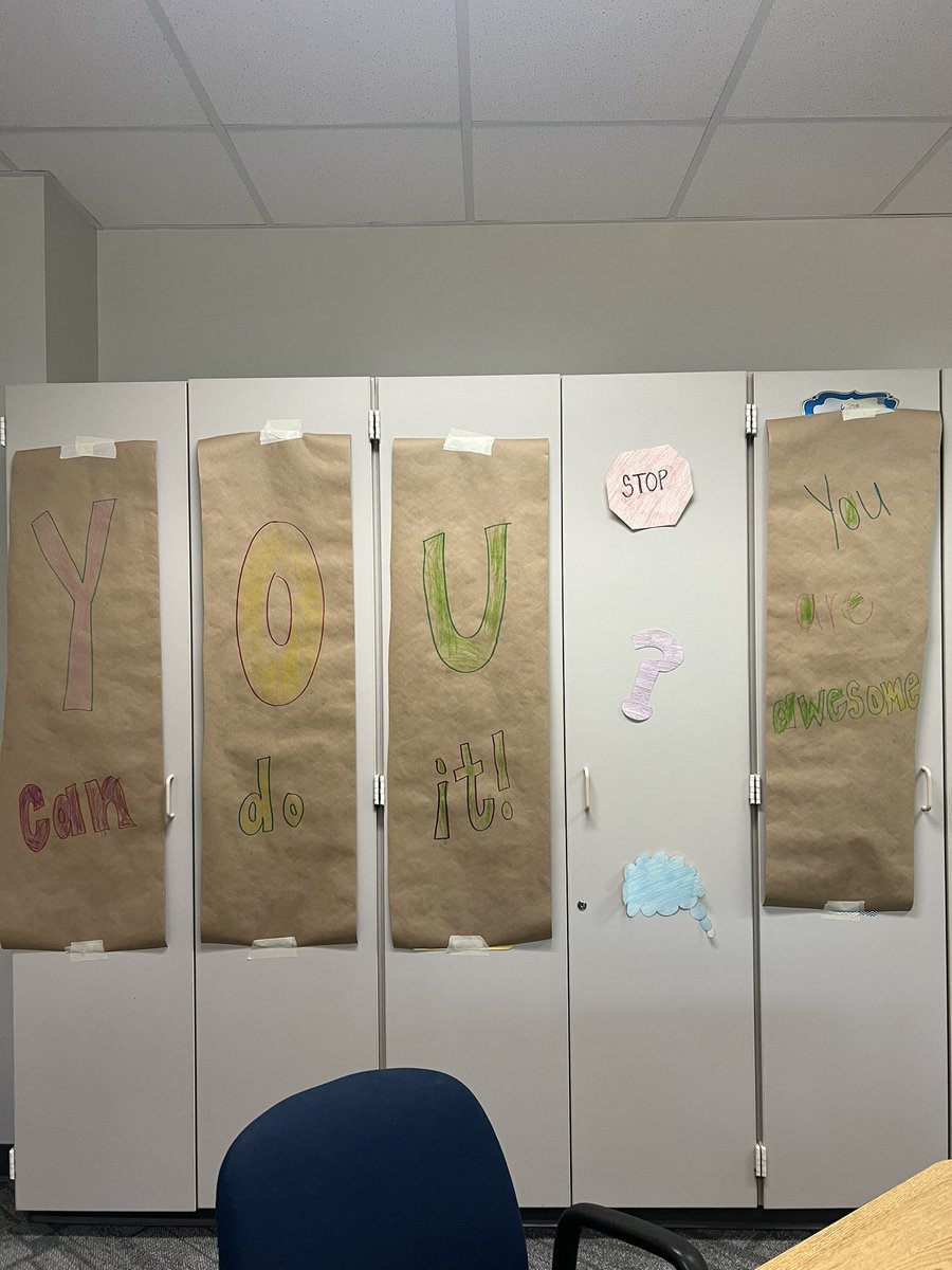MrsJonesNDES's tweet photo. My 1st grade group helped create some encouragement for my 4th graders who will begin ILEARN testing tomorrow. 😄 https://t.co/qGBTOD11Uo