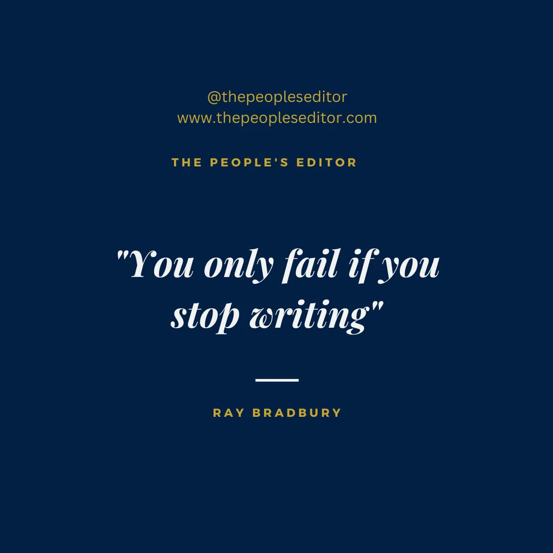 'You only fail if you stop writing'- Ray Bradbury 

thepeopleseditor.com

#ThePeoplesEditor #AcademicEditing #AcademicWriting #BlackAcademic #BlackEditor #dissertationediting #dissertationcoaching #bookcoach #writingcoach #BlackPhDs #BlackScholars #BlackWomenPhDs