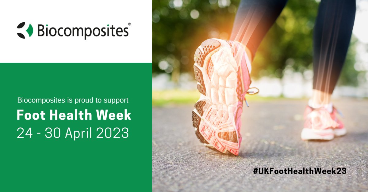 Biocomposites1's tweet photo. @Biocomposites1 is pleased to support #FootHealthWeek and raise awareness about the importance of #foothealth.
For more information, visit the Royal College of Podiatry website at: https://t.co/Ius48vkow7
#Biocomposites #STIMULAN #UKFootHealthWeek2023 @RoyColPod https://t.co/Tt9MK2aa4Z