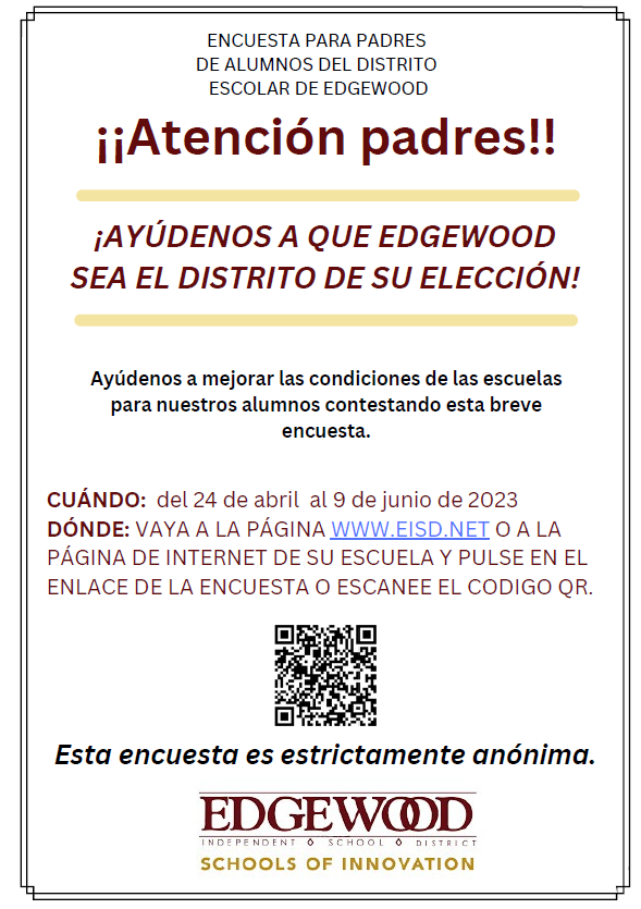 Help us make @EISDofSA YOUR District of Choice! Please take a few minutes to complete this short survey. Thank you, your input is very valuable to us! #ComeDreamWithUs