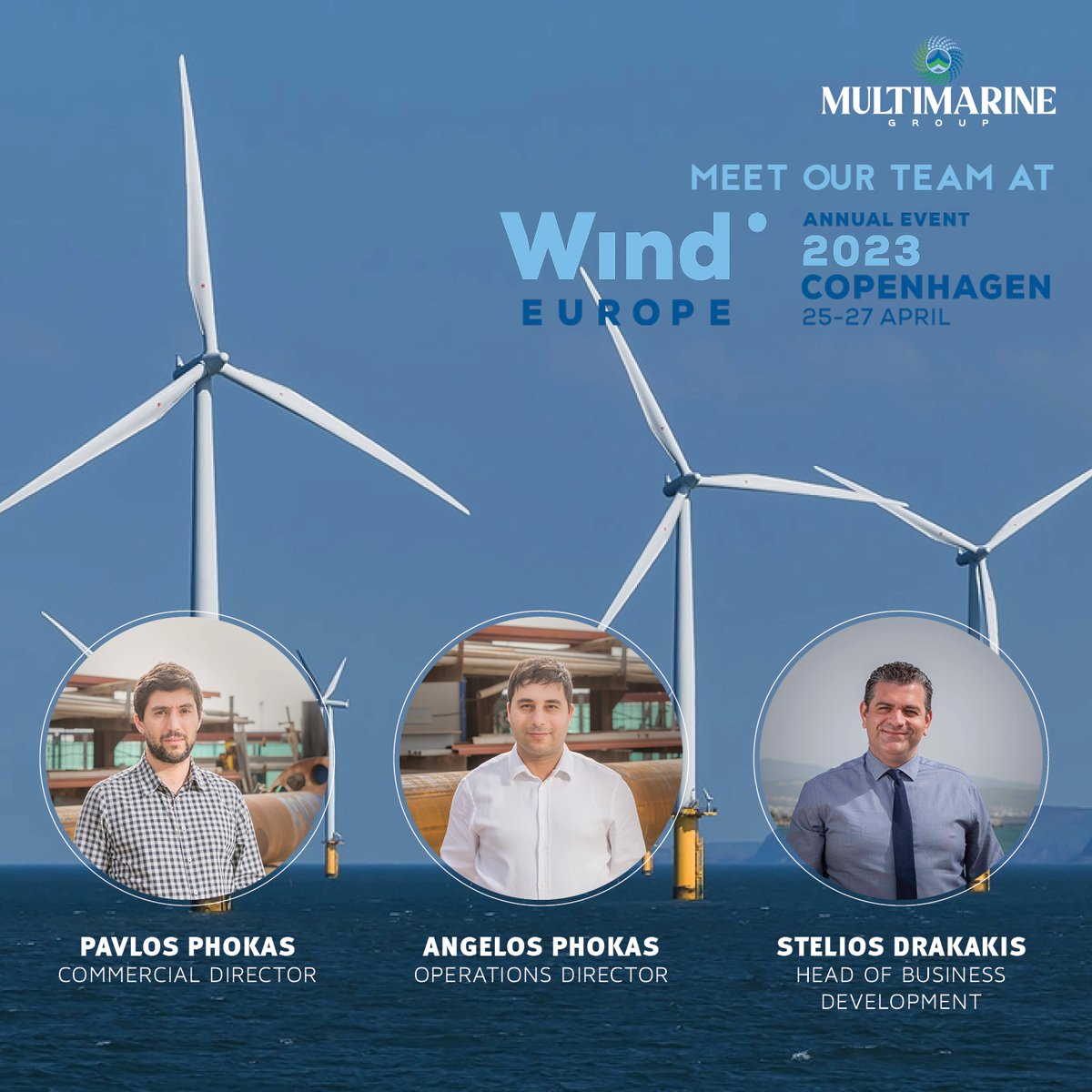 Multimarine Services (@multimarine_cy) on Twitter photo We are happy to inform you that we will be participating in this year's <a href="/WindEurope/">Wind in Europe</a> event in Copenhagen. Angelos, Pavlos and Stelios will be in attendance.
We welcome you to meet our team and get acquainted with our Offshore Wind Renewables capabilities
#Multimarine #windeurope We are happy to inform you that we will be participating in this year's <a href="/WindEurope/">Wind in Europe</a> event in Copenhagen. Angelos, Pavlos and Stelios will be in attendance.
We welcome you to meet our team and get acquainted with our Offshore Wind Renewables capabilities
#Multimarine #windeurope