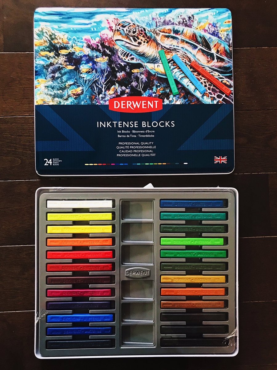 kanekoyoh's tweet photo. Derwent Inktense blocks 24
・
発色の良さに注目が集まりがちなインクテンスですが、セットの内容、取り揃えのバランスの良さとかもワンダホーですよ。乾くと耐水性になるので、封緘描くのにも良さそう。
#Derwent #色見本 #colorswatch #colorsample https://t.co/f7fVhZnf1D