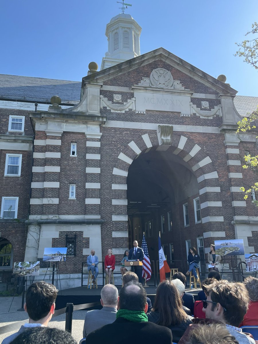 NYC Mayor Eric Adams announcing the winning Stony Brook team for the first center for climate solutions #gettingstuffdone <a href="/Gov_Island/">Governors Island</a>