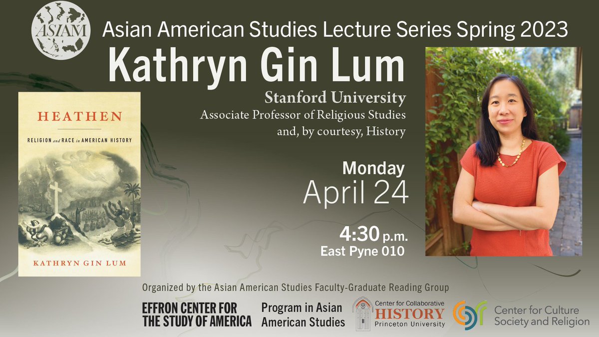 Today @ 4:30 pm join us as <a href="/KGinLum/">Kathryn Gin Lum</a> lectures on her brilliant Heathen, in which, as <a href="/newyorker/">The New Yorker</a> notes, she "suggests that, in many times and places, the divide between Christian and 'heathen' was the central divide in American life." Register, read more: effroncenter.princeton.edu/events/2023/as…