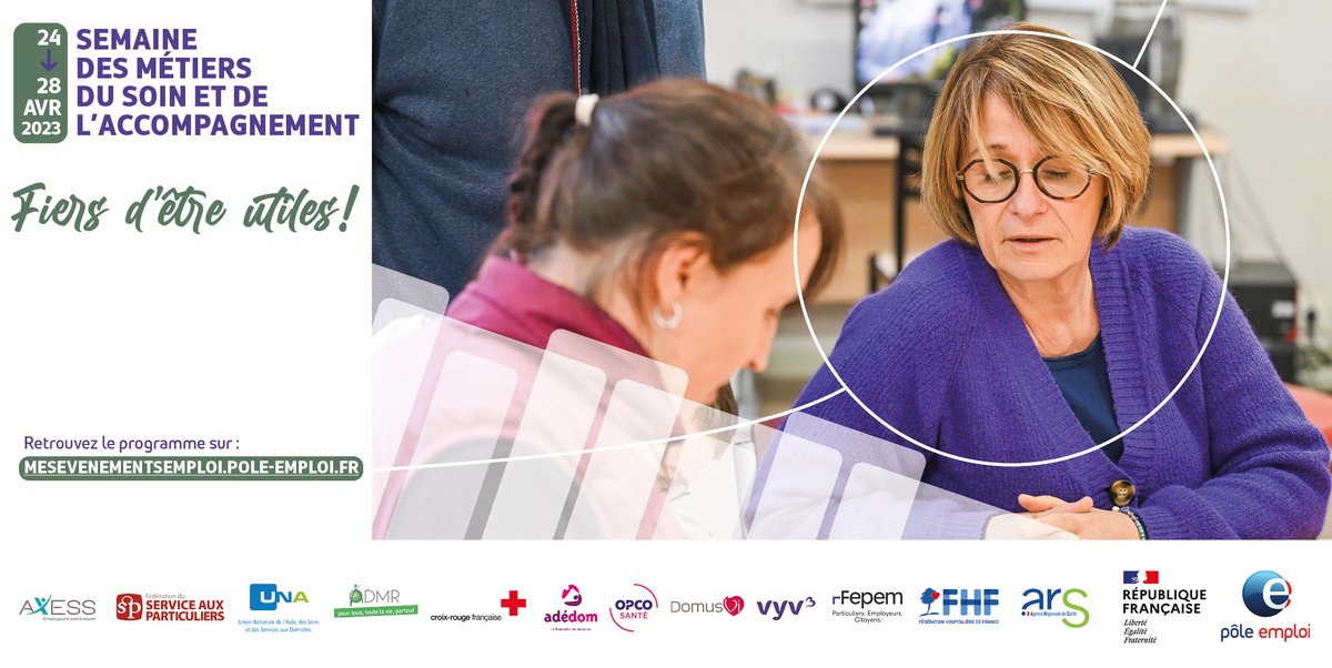 FranceTravail's tweet photo. Lancement de la 2ème édition de la Semaine nationale des métiers du #soin et de l’accompagnement, organisée par @pole_emploi et ses partenaires 🤝

🎙️ Suivez la conférence de #presse 🧵⤵️

cc @poleemploi_NA @Travail_Gouv @Sante_Gouv @Groupe_DomusVi #TousMobilisés #AvecPôleEmploi https://t.co/QGxRvlGjGU