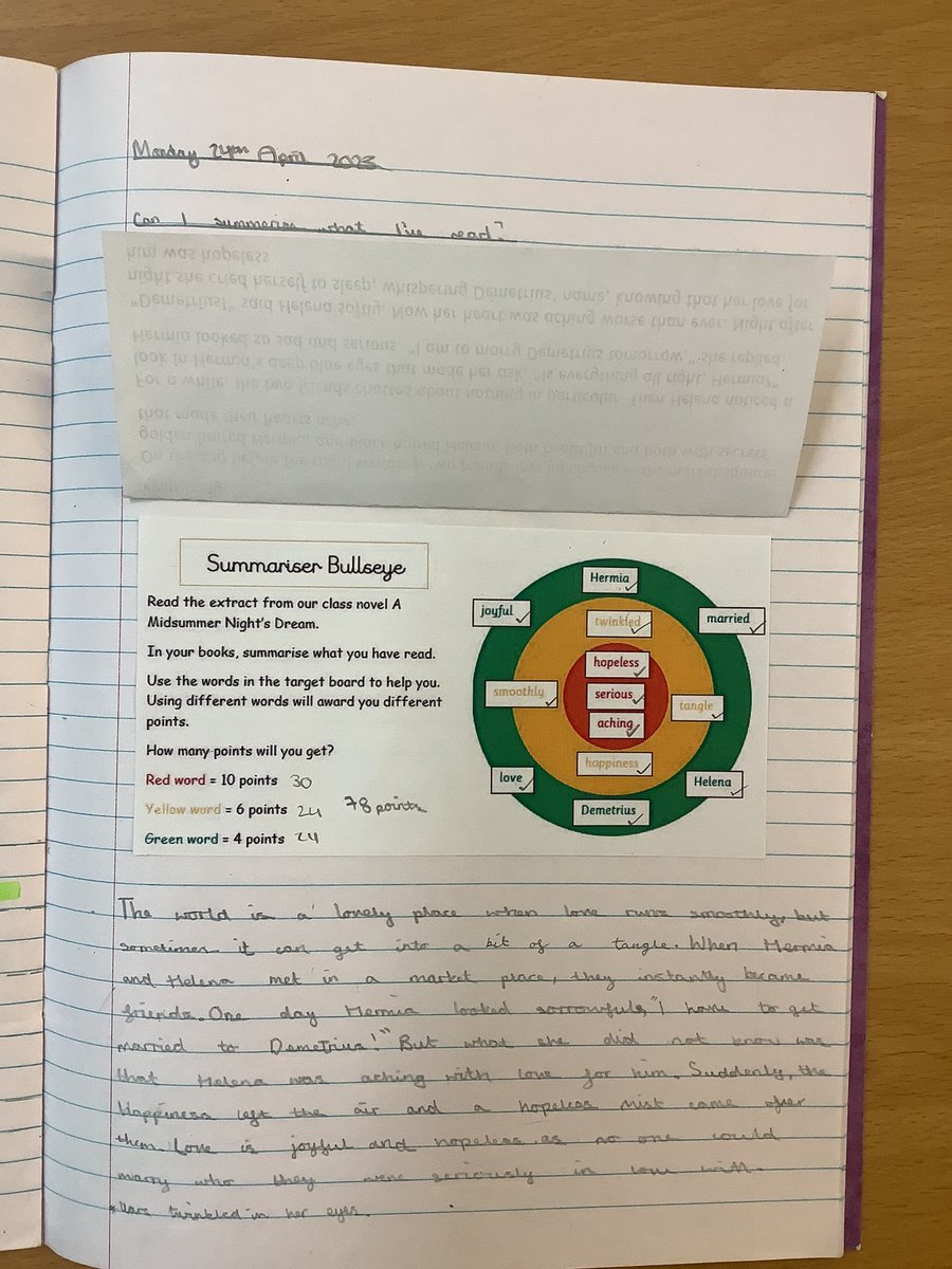 NPSMiss_Jenkins's tweet photo. Some lovely VIPERS work this morning, using key vocabulary to summarise what we have read so far of A Midsummer Night’s Dream. #NPSReading https://t.co/70qlSfbFKh