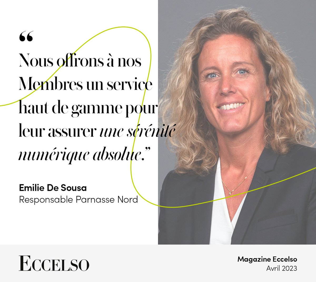 Dans le dernier numéro de <a href="/EccelsoMagazine/">Eccelso Magazines</a>, notre Responsable Parnasse Nord <a href="/DeSousa_Emilie/">Emilie De Sousa</a> met en lumière les services ultra-personnalisés et les Moments d'Exception qu'offre le Cercle @Parnasse à nos clients du Nord de la France. parnasse.fr/fr/revue-de-pr…
#CerclePrivé #Numérique