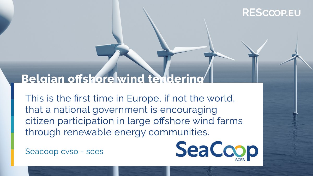 ⚡️Last week, the Belgian government 🇧🇪 has confirmed its support for citizen participation in large offshore wind farms through renewable energy communities, making Belgium the leader in Europe for implementing the European directives on this front.

PR: rescoop.eu/news-and-event…