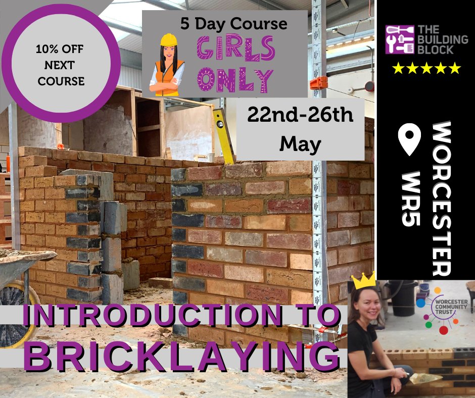 BuildBlockWorc's tweet image. LADIES ONLY INTRODUCTION TO BRICKLAYING- 5 DAYS OF FUN AND PRACTICAL LEARNING. HAVE A LAUGH AND LEARN A NEW SKILL...BUILD THAT BBQ FOR THE SUMMER!!!
#BuildingBlock #Skills #LadiesOnly #Bricklaying