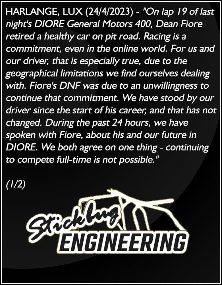 stickbug_en's tweet image. Team statement on our participation in @diore_nr2003: