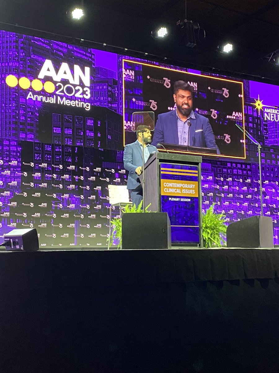NataliaRostMD's tweet photo. The incredible @BrodtmannLab opens up the #AANAM Contemporary Clinical Issues Plenary #CCI 🙌👏 by introducing the @AANmember #TopScience selection trial of T-cell therapy for #PML 🧠🔬 🧫 I am so excited for today’s presentations & expert commentaries to follow 🔥🔥#SCIENCE 🔔 https://t.co/VYBWZnvdd2