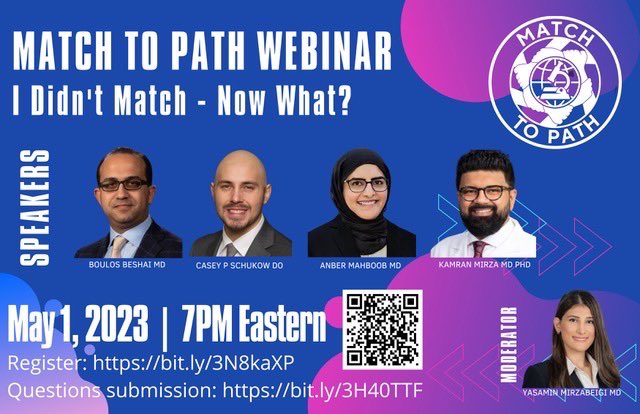 MatchToPath's tweet photo. Are you clueless of what to do next after unmatching? This Q and A might help you answer your questions! Register and submit your questions using the link (copy and paste or scan QRcode) 👇! @YMirzabeigi @KMirza @AnberMahboob @Baskotacytopath @TEwaJonesMD @olopeznu #pathmatch24 https://t.co/yybXkRxxIQ