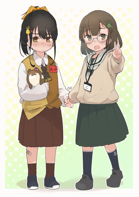 「brown hair name tag」 illustration images(Latest)
