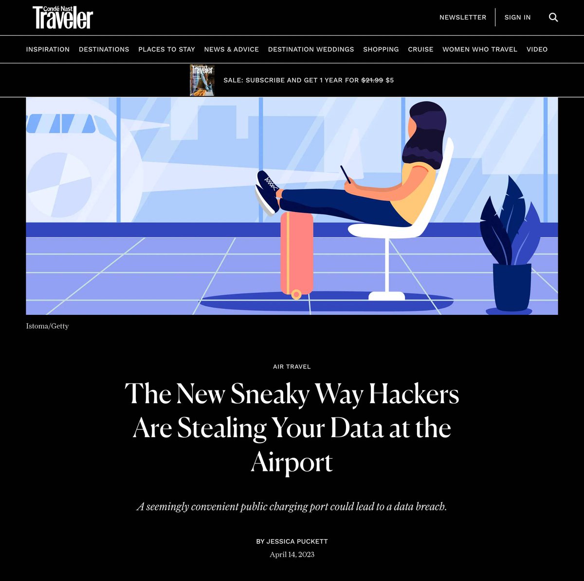 1/ The Sneaky Way Hackers Are Stealing Your Data at the Airport 🛫

Next time you're at the airport and need to charge your phone 📲 Think Twice! 

Here is what you need to know from this recent Conde Nast Traveler article <a href="/AgencyMDR/">Agency</a> was featured in.
