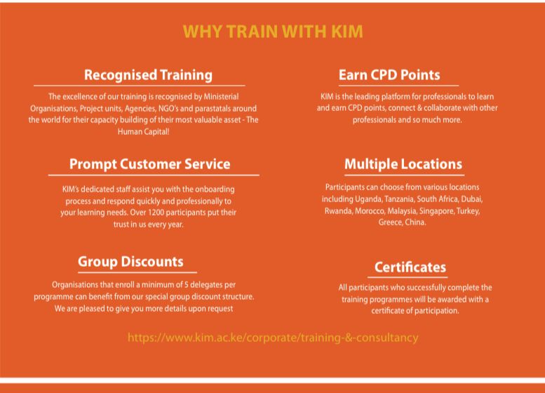 KIMKenya's tweet photo. Investing in your personal and professional development through our training programs can have a significant impact on your future success, so don't hesitate to sign up today!
May Training Calendar available.
#kimtraining #seeyouatthetop #kenyainstituteofmanagement https://t.co/qvvNdF4W66
