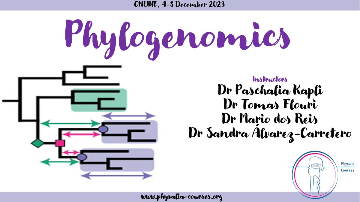 Physalia-courses@ONLINE (@physacourses) on Twitter photo 🥁Our #Phylogenomics course is back🔙with this amazing lineup of instructors <a href="/PKapli/">Paschalia Kapli</a> Tomas Flouri <a href="/mariodosreis/">Mario dos Reis 🇻🇪🇵🇹🇬🇧</a> <a href="/sabifo4/">Sandra Álvarez</a>
We'll also have a guest lecture by <a href="/zihengyang/">Ziheng Yang's Group</a> about #MSCi!
Check it out: physalia-courses.org/courses-worksh…
#Genomics #Bioinformatics #evolution 🥁Our #Phylogenomics course is back🔙with this amazing lineup of instructors <a href="/PKapli/">Paschalia Kapli</a> Tomas Flouri <a href="/mariodosreis/">Mario dos Reis 🇻🇪🇵🇹🇬🇧</a> <a href="/sabifo4/">Sandra Álvarez</a>
We'll also have a guest lecture by <a href="/zihengyang/">Ziheng Yang's Group</a> about #MSCi!
Check it out: physalia-courses.org/courses-worksh…
#Genomics #Bioinformatics #evolution