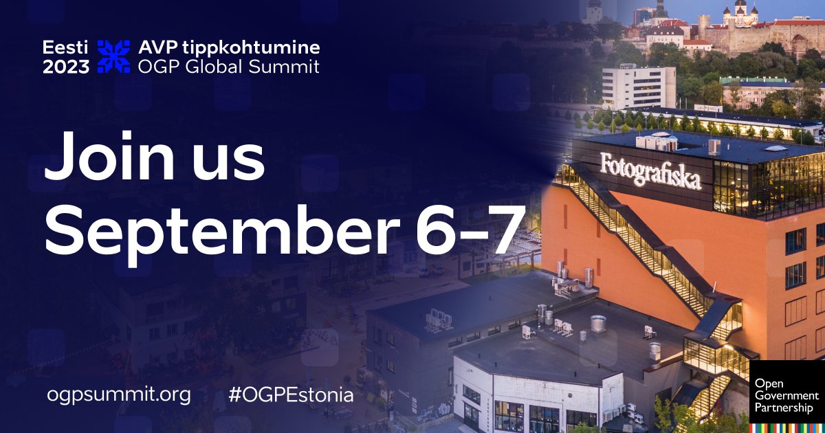 Registration for #OGPEstonia is open!

Join us on Sept. 6-7 in Tallinn, where reformers will discuss how digital governance &amp; #opengov values of transparency, accountability &amp; participation can renew democracy &amp; fight back against autocratic threat.

ogpsummit.org