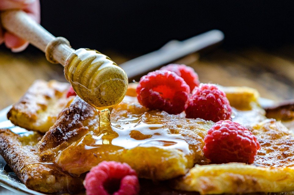 'Who says you can't have dessert for breakfast? Try these healthy banana pancakes: Mash a ripe banana, mix with two eggs, and cook like regular pancakes. Top with fresh fruit and a drizzle of honey. #bananapancakes #healthyeats