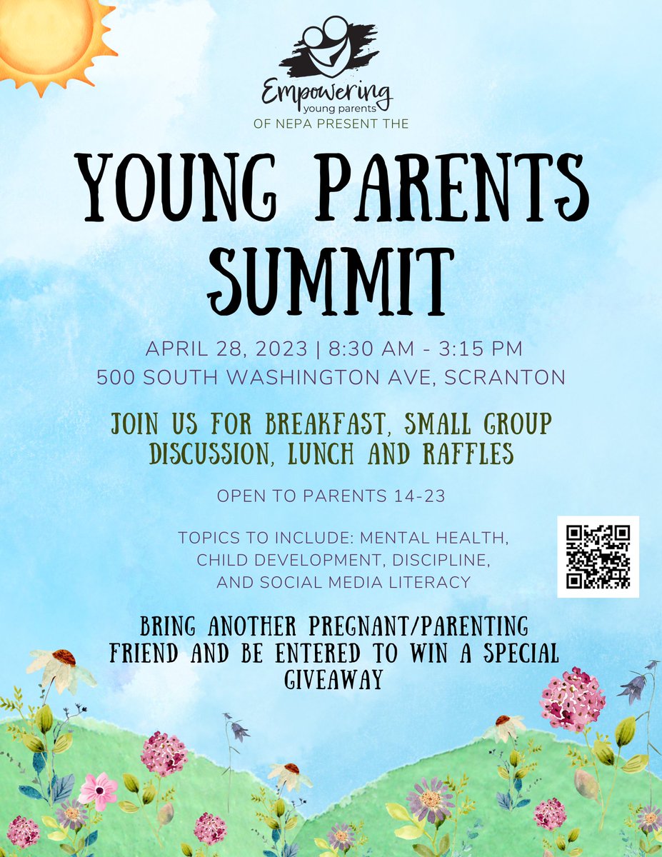 Empowering Young Parents of NEPA presents the Young Parents Summit.  For parents ages 14 - 23.  Friday, April 28th (8:30 - 3:15pm). Free! Parenting workshops. Outreach Family Development Specialists Tammy & Jen will be facilitating a positive discipline workshop. 

#youngparents