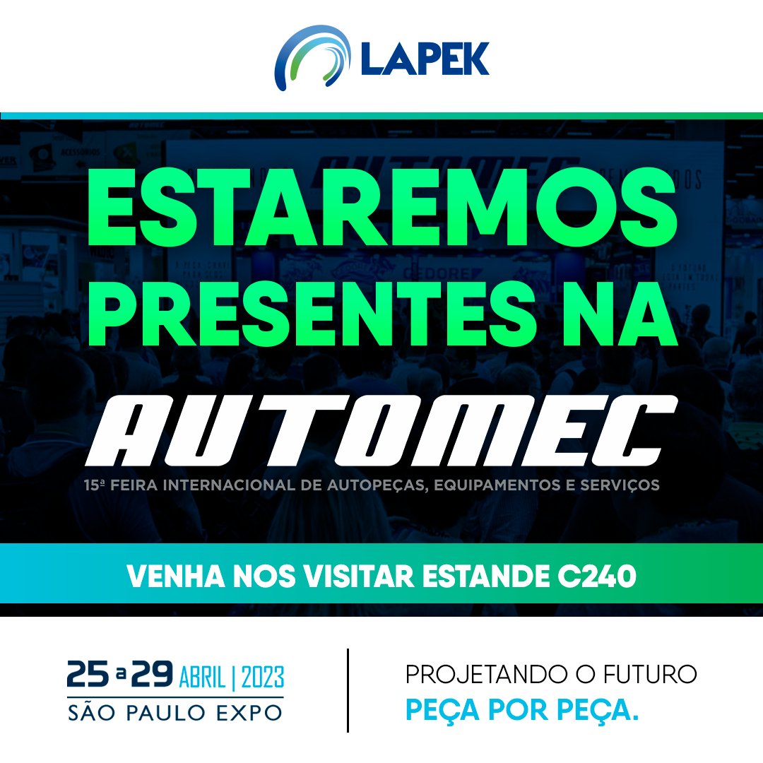 LapekOficial's tweet image. Vamos marcar presença no evento da Automec! Venha nos visitar no estande C240 da Lapek e conferir de perto todas as soluções que preparamos para você. Nos vemos lá!

#Automec2023 #tecnologiaautomotiva #novidades #eventos #participação #inovação