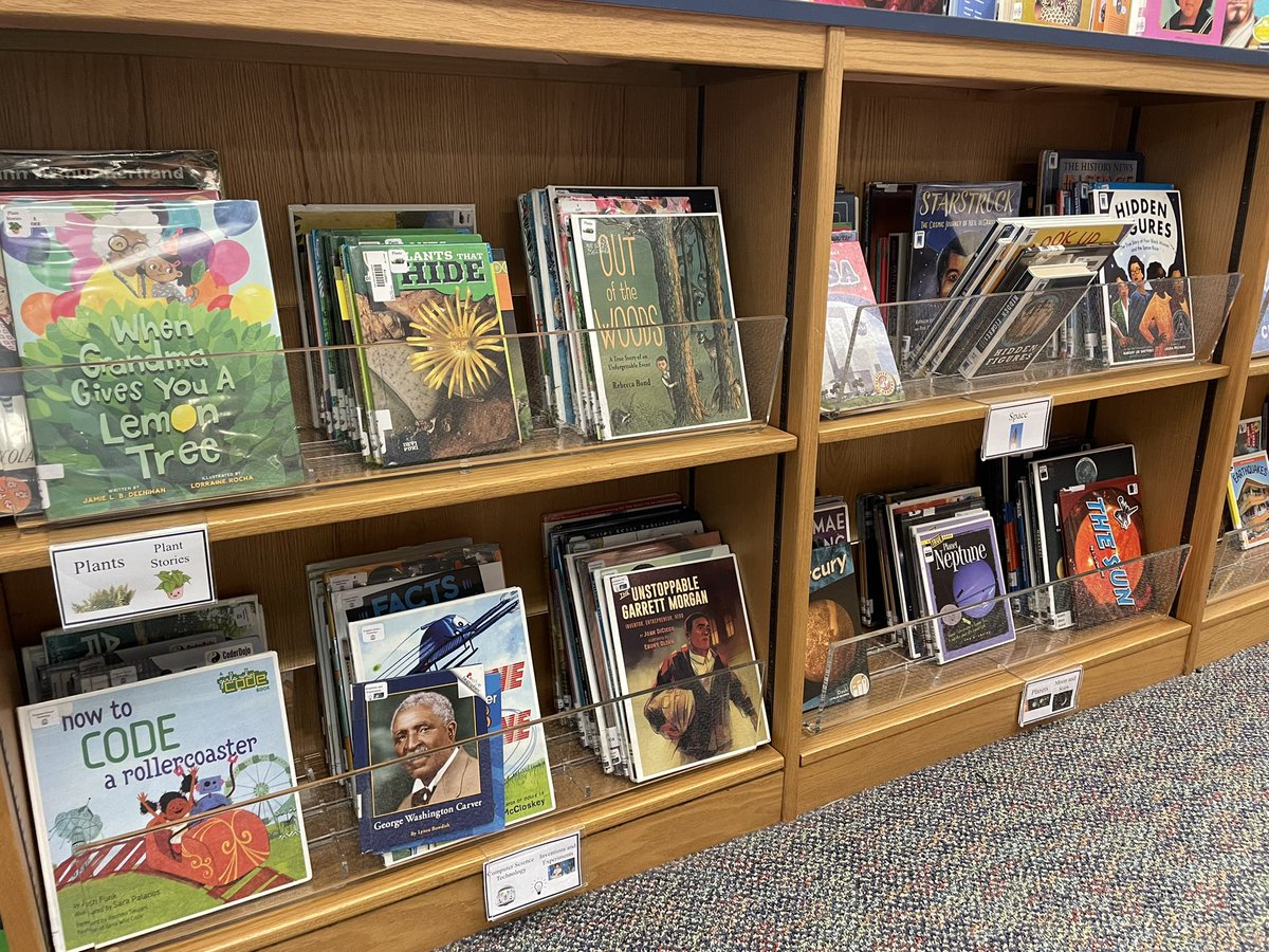northrupjp's tweet image. It’s school library week! My big project this year was reorganizing picture books and nonfiction books by topics. Yes, I even mixed them together when shelving! I also changed them all to forward facing. It’s all been a game changer! #ALLibraries #aaslslm