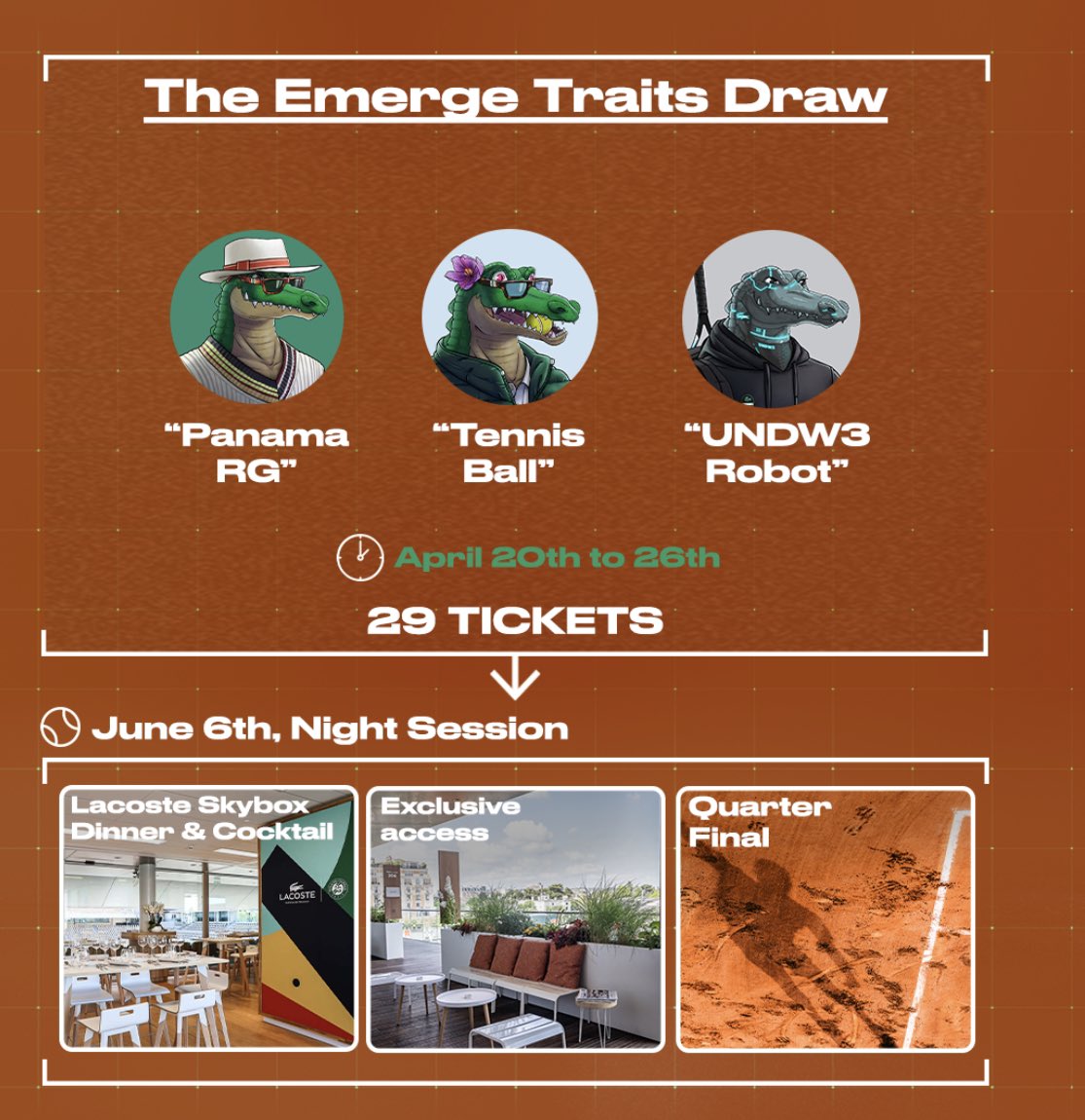 DrCycad's tweet image. Lacoste VIP Experience With @Lacoste #UNDW3 Roland Garros prase 3 its on!!!