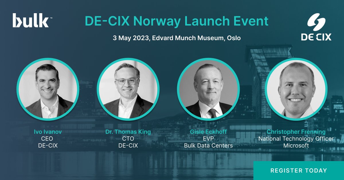 If you haven’t registered for the Bulk/DE-CIX launch event on the 3rd of May in Oslo, it’s not too late, we have a few places left.

We look forward to seeing you there👇

loom.ly/I0Wx5u8