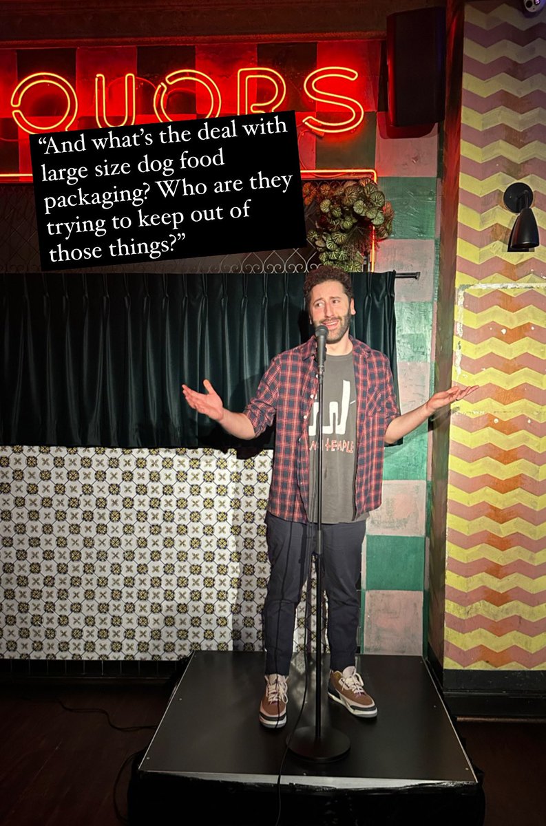 <a href="/JessRFuchs/">Jess Fuchs</a> let me get a photo on a stage before a comedy show started. This is my attempt at looking like Seinfeld.