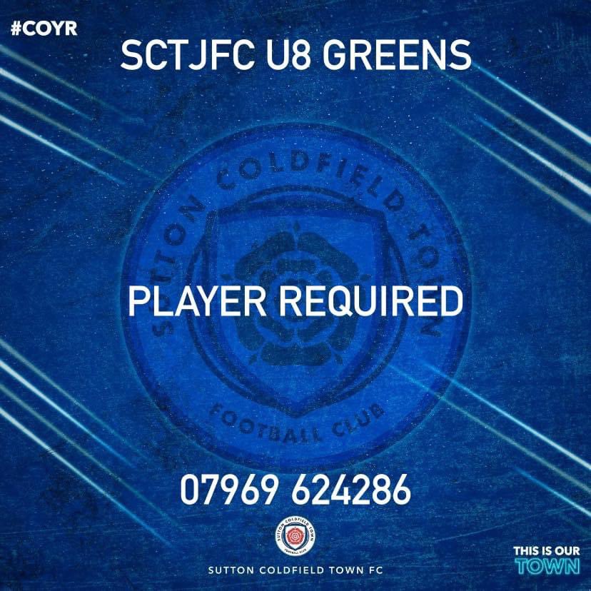 Sutton Coldfield Town Juniors FC (@sctjfc) on Twitter photo <a href="/SCTJFC/">Sutton Coldfield Town Juniors FC</a> U8 Greens - current year 3 Need 1 player for next season 2023/24
For more information please contact:
Arran on -
07969 624286 <a href="/SCTJFC/">Sutton Coldfield Town Juniors FC</a> U8 Greens - current year 3 Need 1 player for next season 2023/24
For more information please contact:
Arran on -
07969 624286