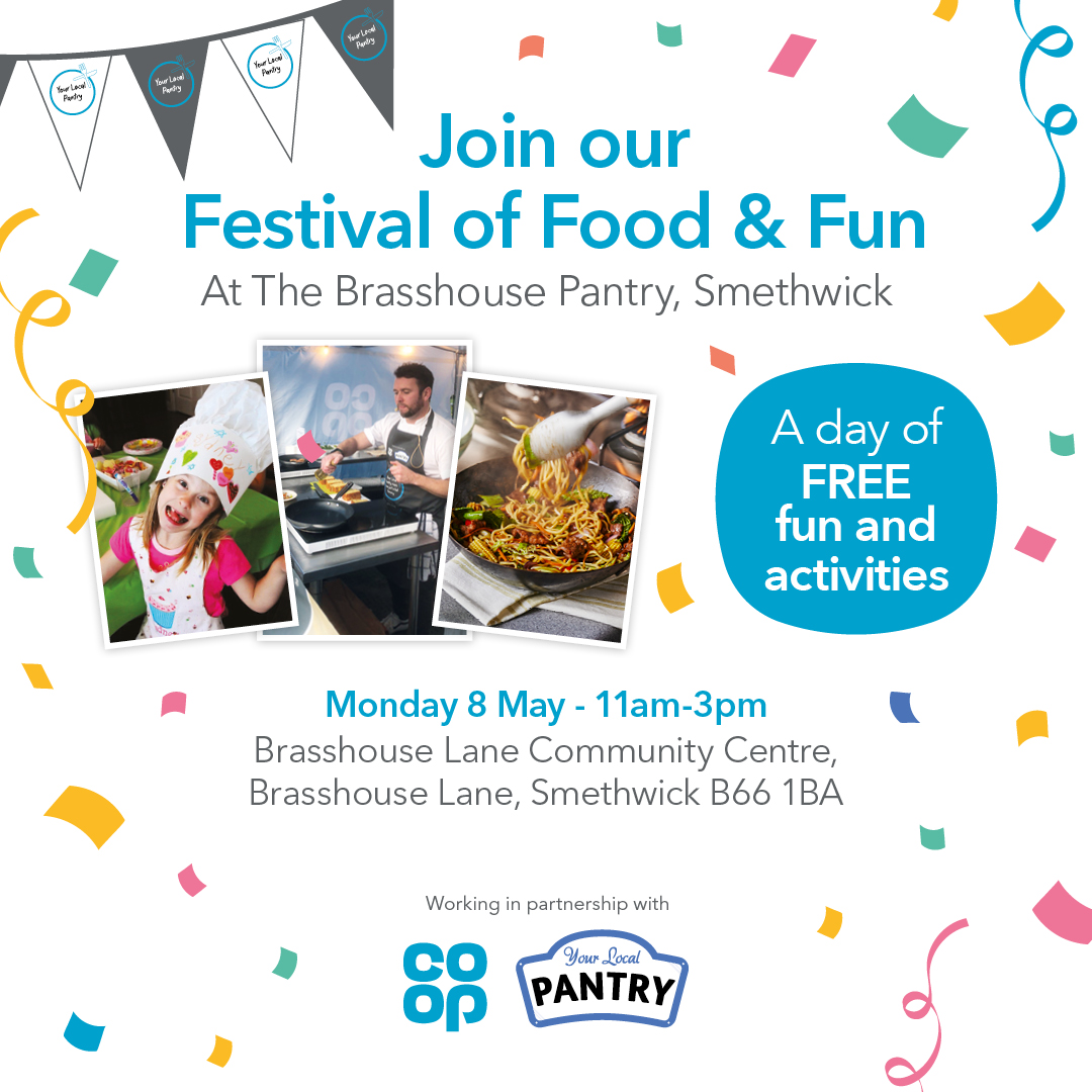 Who doesn't like to celebrate? Brasshouse Pantry, part of <a href="/NSDT_Brasshouse/">North Smethwick Development Trust</a>  are partnering with our friends at the Co-op to put on this festival of food and fun! 🥳 So if you're in #Smethwick on Monday 8th May between 1am and 3pm, why not pop down? #blackcountry #sandwell