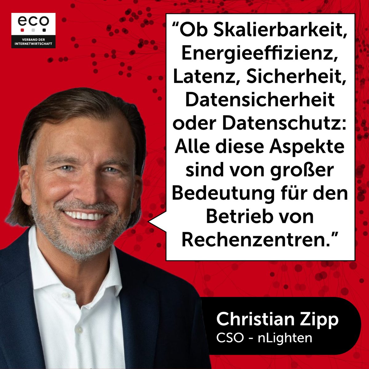 #Rechenzentren sind eines der Topthemen auf der @CloudExpoEurope 2023 vom 10.-11.05. in Ffm – mit eco am Stand 📍G040. ☁ Christian Zipp wird u.a. mit <a href="/FrankZachmann/">Frank Zachmann</a> und <a href="/AndreasHerden/">Andreas Herden</a> darüber im Panel sprechen. Mehr Einblicke im Interview 👉 eco.de/news/5-fragen-…