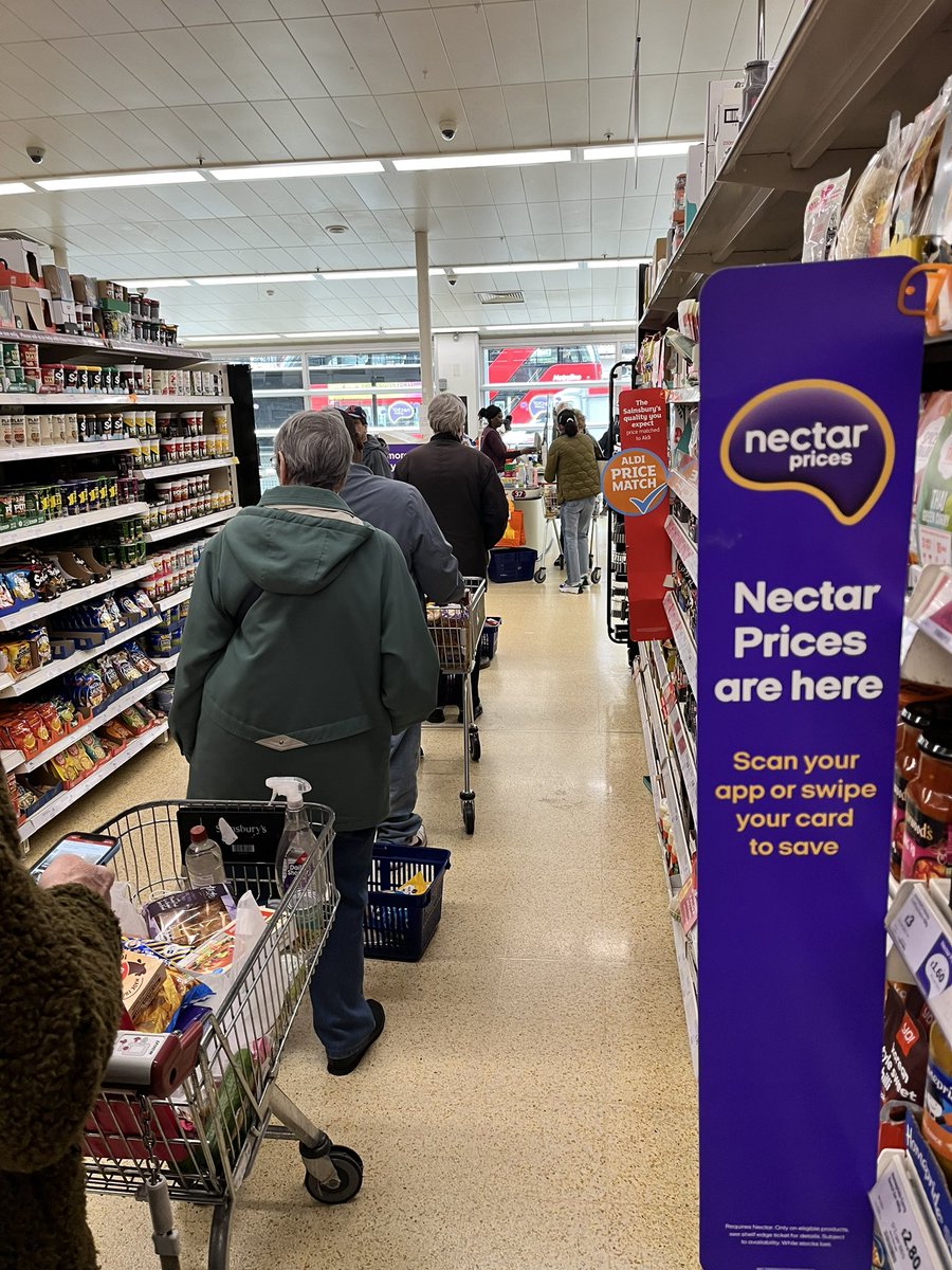 aatulsolanki's tweet photo. @sainsburys one person on the till at Sainsbury’s in Camden Town. This is NOT great service…… https://t.co/kLHfAGA6fS