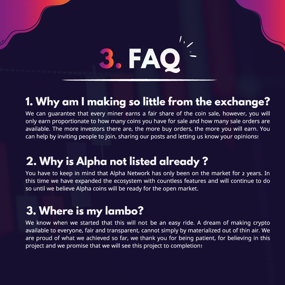 minealphacoin's tweet photo. Dear community!

So "How does Alpha Exchange work?" has been THE question for many of you.

In essence, it's a buyer's market with a twist:
The more you put for sale, the more you will make!

#Crypto  #BTC  #usdt #ETH  #alphanetwork https://t.co/Zcw4DEe5RJ