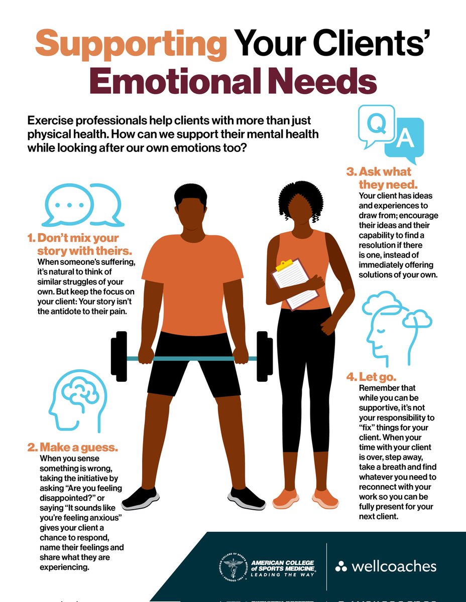 passsaknust's tweet photo. Tips, developed by @ACSMNews partner @Wellcoaches on how Exercise professionals can support their clients with more than just physical health. https://t.co/mggruzocG7